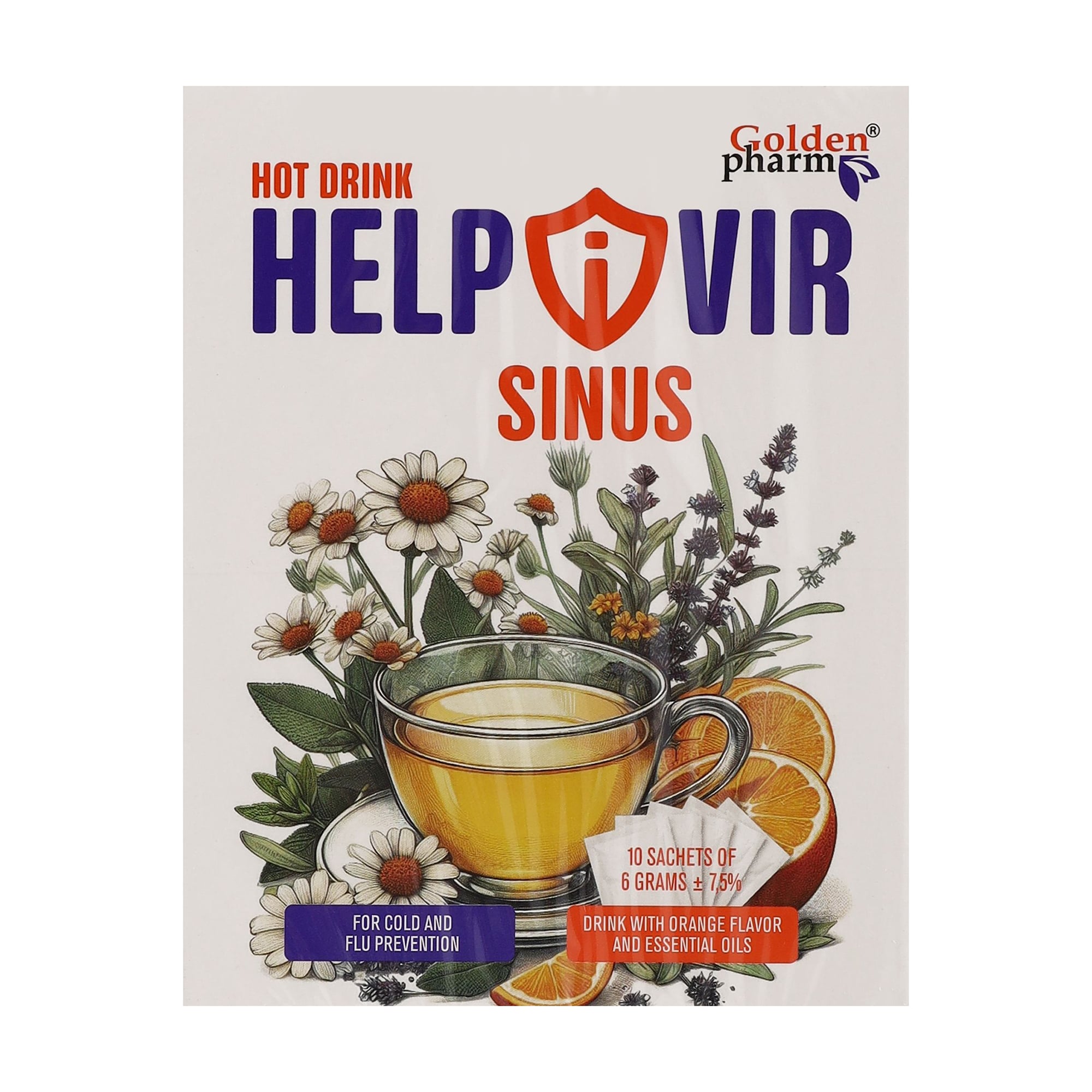 Напій при застуді Golden Pharm Helpvir Sinus, 10 шт