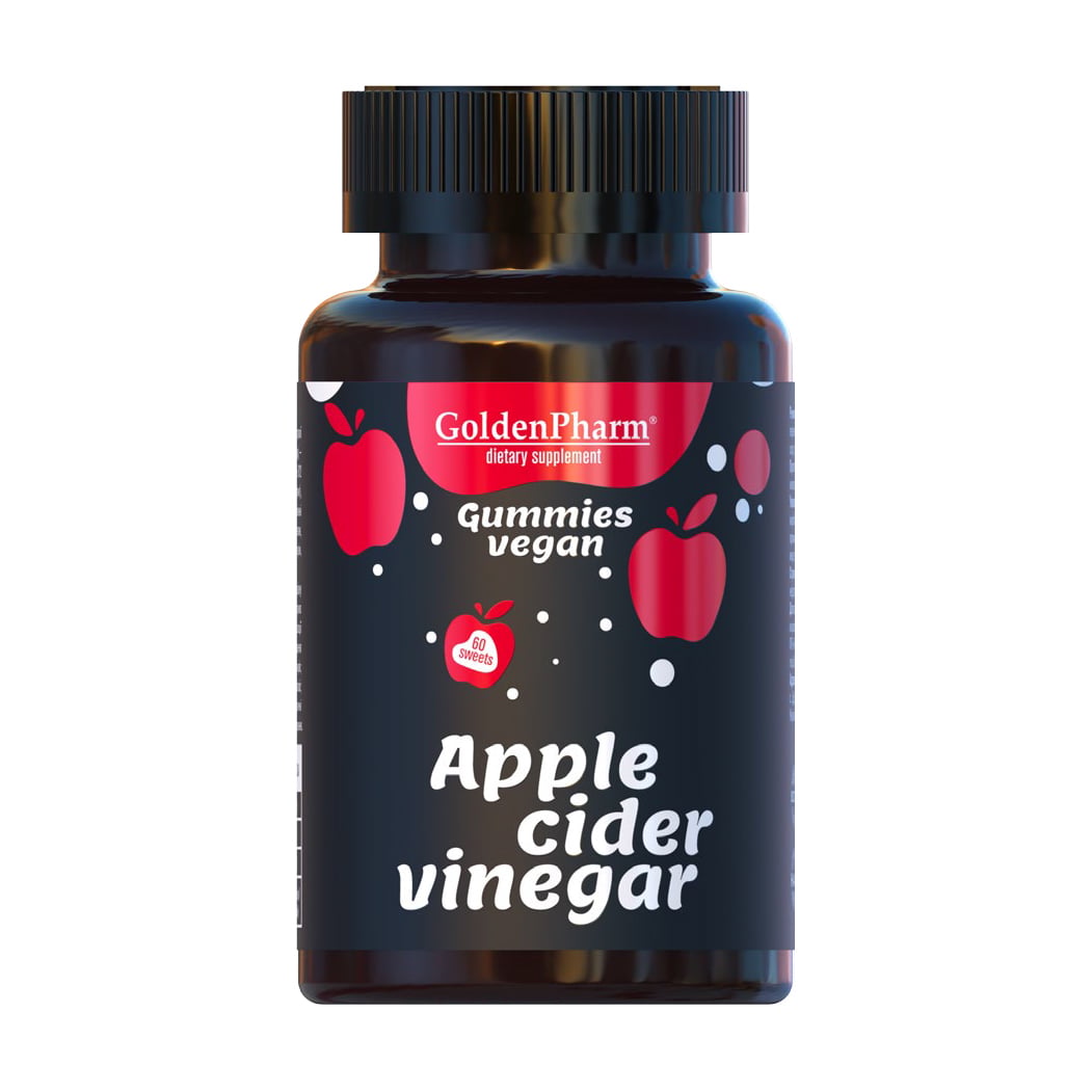 Яблучний оцет Golden Pharm Apple Cider Vinеgаr Веганський мармелад, 60 жувальних цукерок